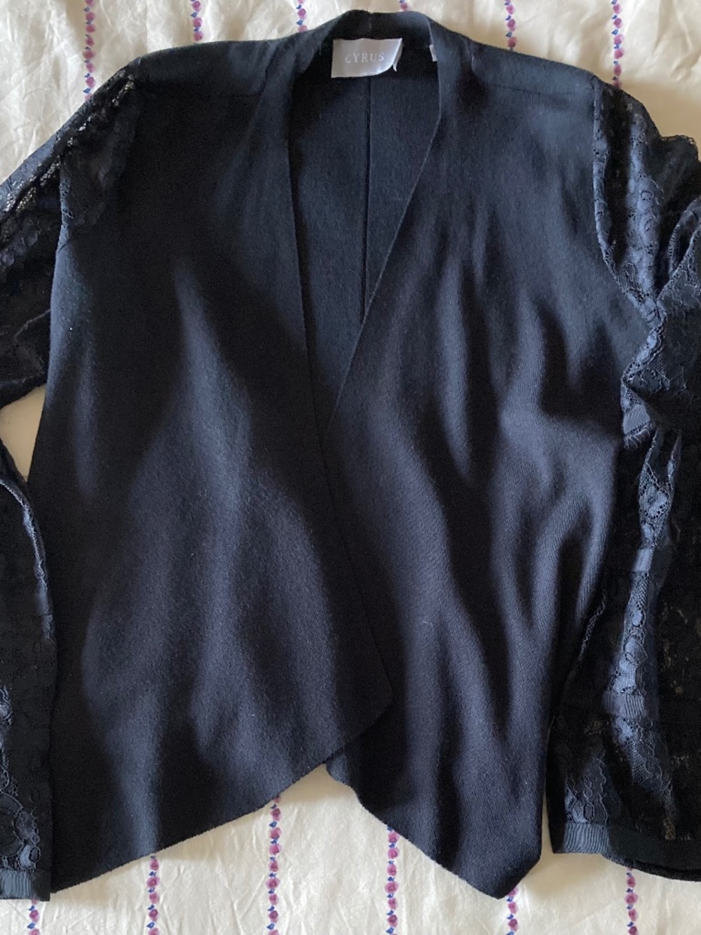 Cyrus Black Open Cardigan Lace Sleeves M